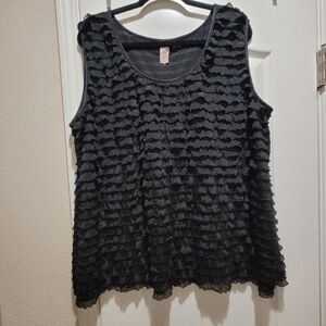 Ashley Jill Textured Ruffle Sleeveless Top – Women’s 3X EUC